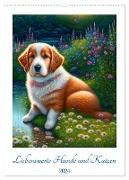 Liebenswerte Hunde und Katzen (Wandkalender 2024 DIN A2 hoch), CALVENDO Monatskalender