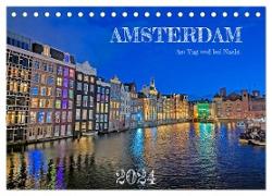Amsterdam am Tag und bei Nacht (Tischkalender 2024 DIN A5 quer), CALVENDO Monatskalender