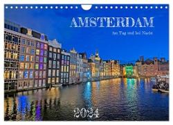 Amsterdam am Tag und bei Nacht (Wandkalender 2024 DIN A4 quer), CALVENDO Monatskalender