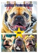 Lustige Fledermäuse. Französische Bulldoggen bei der Freizeitgestaltung (Tischkalender 2024 DIN A5 hoch), CALVENDO Monatskalender