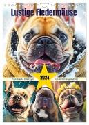 Lustige Fledermäuse. Französische Bulldoggen bei der Freizeitgestaltung (Wandkalender 2024 DIN A4 hoch), CALVENDO Monatskalender