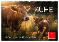 Kühe - liebenswerte Rindviecher (Wandkalender 2024 DIN A2 quer), CALVENDO Monatskalender