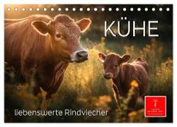 Kühe - liebenswerte Rindviecher (Tischkalender 2024 DIN A5 quer), CALVENDO Monatskalender