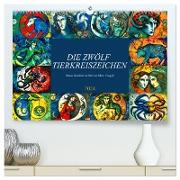 Die zwölf Tierkreiszeichen (hochwertiger Premium Wandkalender 2024 DIN A2 quer), Kunstdruck in Hochglanz