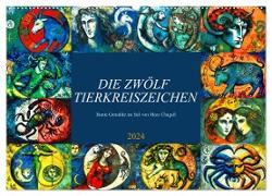 Die zwölf Tierkreiszeichen (Wandkalender 2024 DIN A2 quer), CALVENDO Monatskalender