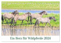 Ein Herz für Wildpferde (Tischkalender 2024 DIN A5 quer), CALVENDO Monatskalender