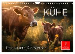 Kühe - liebenswerte Rindviecher (Wandkalender 2024 DIN A4 quer), CALVENDO Monatskalender