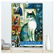 Katzengemälde (hochwertiger Premium Wandkalender 2024 DIN A2 hoch), Kunstdruck in Hochglanz