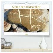 Steine der Achtsamkeit - Isarsteine mit weisen Gedanken zu einem glücklicheren Leben (hochwertiger Premium Wandkalender 2024 DIN A2 quer), Kunstdruck in Hochglanz