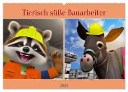 Tierisch süße Bauarbeiter (Wandkalender 2024 DIN A2 quer), CALVENDO Monatskalender