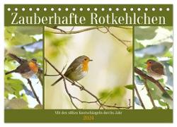 Zauberhafte Rotkehlchen (Tischkalender 2024 DIN A5 quer), CALVENDO Monatskalender