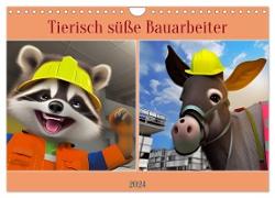 Tierisch süße Bauarbeiter (Wandkalender 2024 DIN A4 quer), CALVENDO Monatskalender