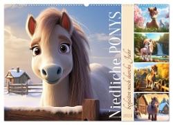 Niedliche Ponys (Wandkalender 2024 DIN A2 quer), CALVENDO Monatskalender