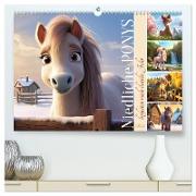 Niedliche Ponys (hochwertiger Premium Wandkalender 2024 DIN A2 quer), Kunstdruck in Hochglanz
