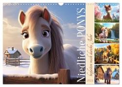 Niedliche Ponys (Wandkalender 2024 DIN A3 quer), CALVENDO Monatskalender