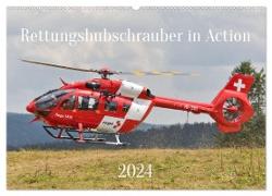 Rettungshubschrauber in Action (Wandkalender 2024 DIN A2 quer), CALVENDO Monatskalender