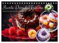 Bunte Donut-Träume - Himmlischer Geschmack aus Krapfenteig (Tischkalender 2024 DIN A5 quer), CALVENDO Monatskalender