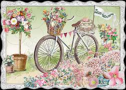Postkarte. Auguri - Zum Geburtstag (Fahrrad)