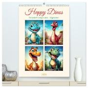 Happy Dinos (hochwertiger Premium Wandkalender 2024 DIN A2 hoch), Kunstdruck in Hochglanz