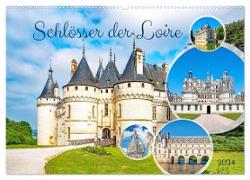 Schlösser der Loire (Wandkalender 2024 DIN A2 quer), CALVENDO Monatskalender