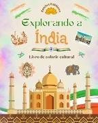 Explorando a Índia - Livro de colorir cultural - Desenhos criativos de símbolos indianos