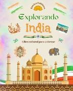Explorando India - Libro cultural para colorear - Diseños creativos de símbolos indios