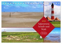 Salzwiesen, Schafe und Watt - Westerhever, ein Naturparadies an der Nordsee (Tischkalender 2024 DIN A5 quer), CALVENDO Monatskalender