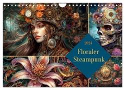 Floraler Steampunk (Wandkalender 2024 DIN A4 quer), CALVENDO Monatskalender