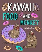 Kawaii Food and Monkey Coloring Book