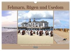 Fehmarn, Rügen und Usedom - Impressionen von den drei großen Ostseeinseln (Wandkalender 2024 DIN A3 quer), CALVENDO Monatskalender