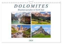 Dolomites, mountain paradise in North Italy (Wall Calendar 2024 DIN A4 landscape), CALVENDO 12 Month Wall Calendar