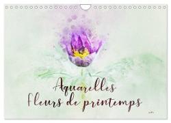 Aquarelles fleurs de printemps (Calendrier mural 2024 DIN A4 vertical), CALVENDO calendrier mensuel