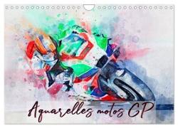 Aquarelles motos GP (Calendrier mural 2024 DIN A4 vertical), CALVENDO calendrier mensuel
