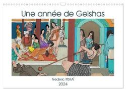 Une année de Geishas (Calendrier mural 2024 DIN A3 vertical), CALVENDO calendrier mensuel