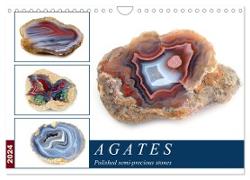 Agates - Polished semi-precious stones (Wall Calendar 2024 DIN A4 landscape), CALVENDO 12 Month Wall Calendar