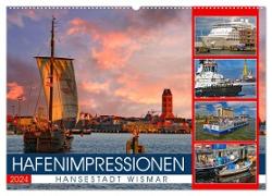 Hansestadt Wismar - Hafenimpressionen (Wandkalender 2024 DIN A2 quer), CALVENDO Monatskalender