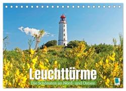 Leuchttürme: Die Schönsten an Nord- und Ostsee (Tischkalender 2024 DIN A5 quer), CALVENDO Monatskalender