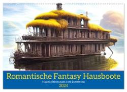 Romantische Fantasy Hausboote Magische Stimmungen in der Dämmerung (Wandkalender 2024 DIN A2 quer), CALVENDO Monatskalender