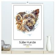 Süße Hunde (hochwertiger Premium Wandkalender 2024 DIN A2 hoch), Kunstdruck in Hochglanz