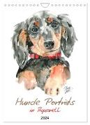 Hunde Porträts in Aquarell (Wandkalender 2024 DIN A4 hoch), CALVENDO Monatskalender