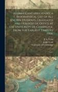 Alumni Cantabrigienses, a Biographical List of all Known Students, Graduates and Holders of Office at the University of Cambridge, From the Earliest T
