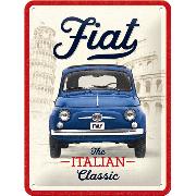 Blechschild. Fiat 500 - The Italian Classic