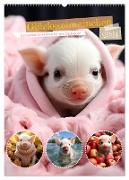 Glücksschweinchen (Wandkalender 2024 DIN A2 hoch), CALVENDO Monatskalender