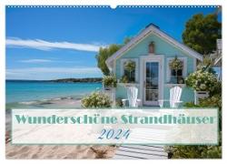 Wunderschöne Strandhäuser (Wandkalender 2024 DIN A2 quer), CALVENDO Monatskalender