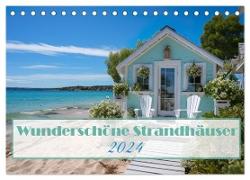 Wunderschöne Strandhäuser (Tischkalender 2024 DIN A5 quer), CALVENDO Monatskalender