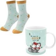 Sheepworld Tassen-Socken-Set bestehend aus einer Tasse mit Motivdruck: "Schön, dass es dich gibt!" und einem Paar Socken in Größe 36-40