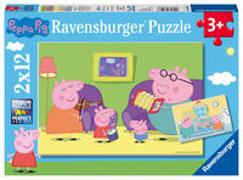 Ravensburger Kinderpuzzle 07596 - Zuhause bei Peppa - 2x12 Teile Peppa Pig Puzzle für Kinder ab 3 Jahren