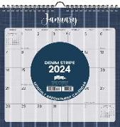 Denim Stripe 2024 12 X 12 Spiral Wall Calendar