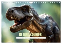 KI Dinosaurier - Herrscher der Lüfte, Land und Meer (Wandkalender 2024 DIN A4 quer), CALVENDO Monatskalender