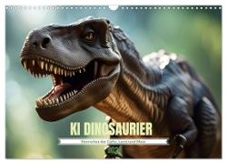 KI Dinosaurier - Herrscher der Lüfte, Land und Meer (Wandkalender 2024 DIN A3 quer), CALVENDO Monatskalender